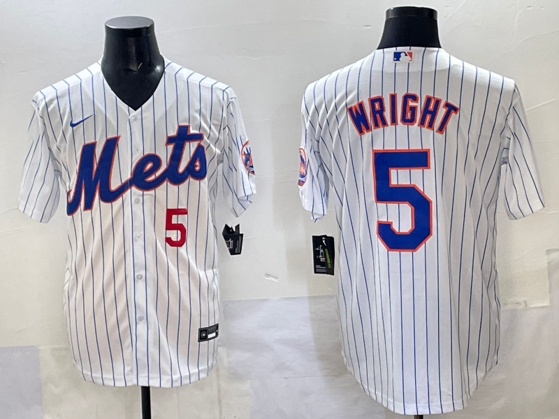 Men 2025 New York Mets 5 Wright white MLB Nike jersey
